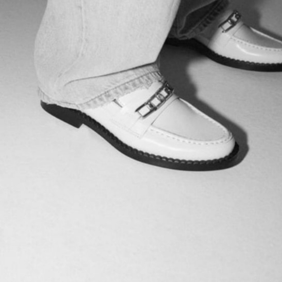 Zara  flat white Low heel chain loafers - Picture 10 of 14